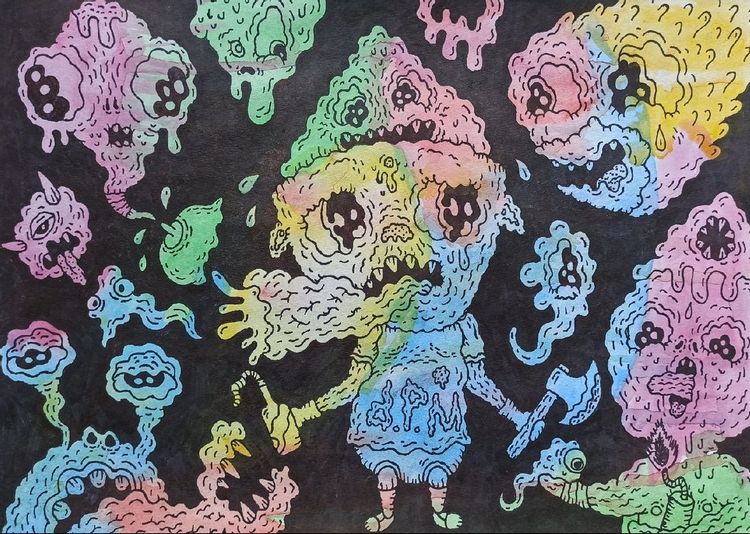 Сolor mess in the style of outsider art